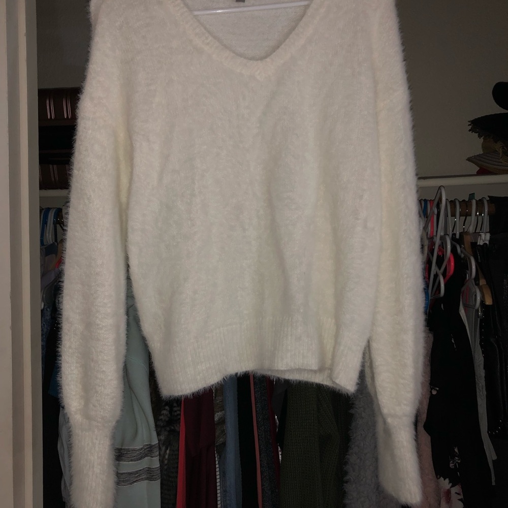 Cozy, fuzzy white sweater!!!!!